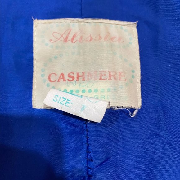 Vintage ALISSIA Long Button Down Cashmere Coat Gorgeous Color Blue M - Picture 5 of 5